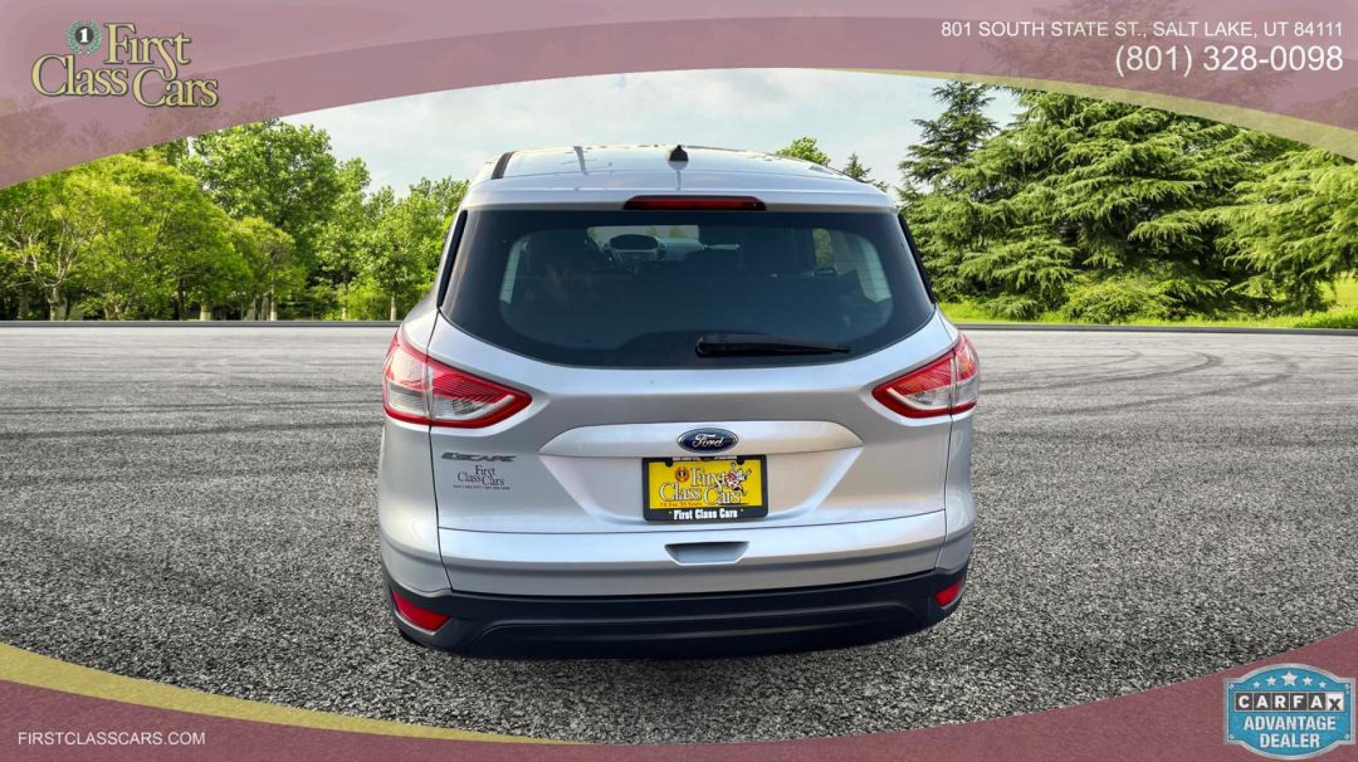 2014 Silver Sky Metallic /Black Ford Escape S (1FMCU0F75EU) with an 4 Cylinder 2.5L engine, AUTOMATIC transmission, located at 801 South State Street, Salt Lake City, UT, 84111, (801) 328-0098, 40.751953, -111.888206 - Perfect commuter car great gas mileage! FREE CAR FAX AND FREE AUTO CHECK on EVERY CAR know the car before you buy only at First Class Cars.Our service department is OPEN DAILY to help with any of your service needs. Please call for immediate appointment! Features: -ABS Brakes -AM/FM Stereo -Air C - Photo#4