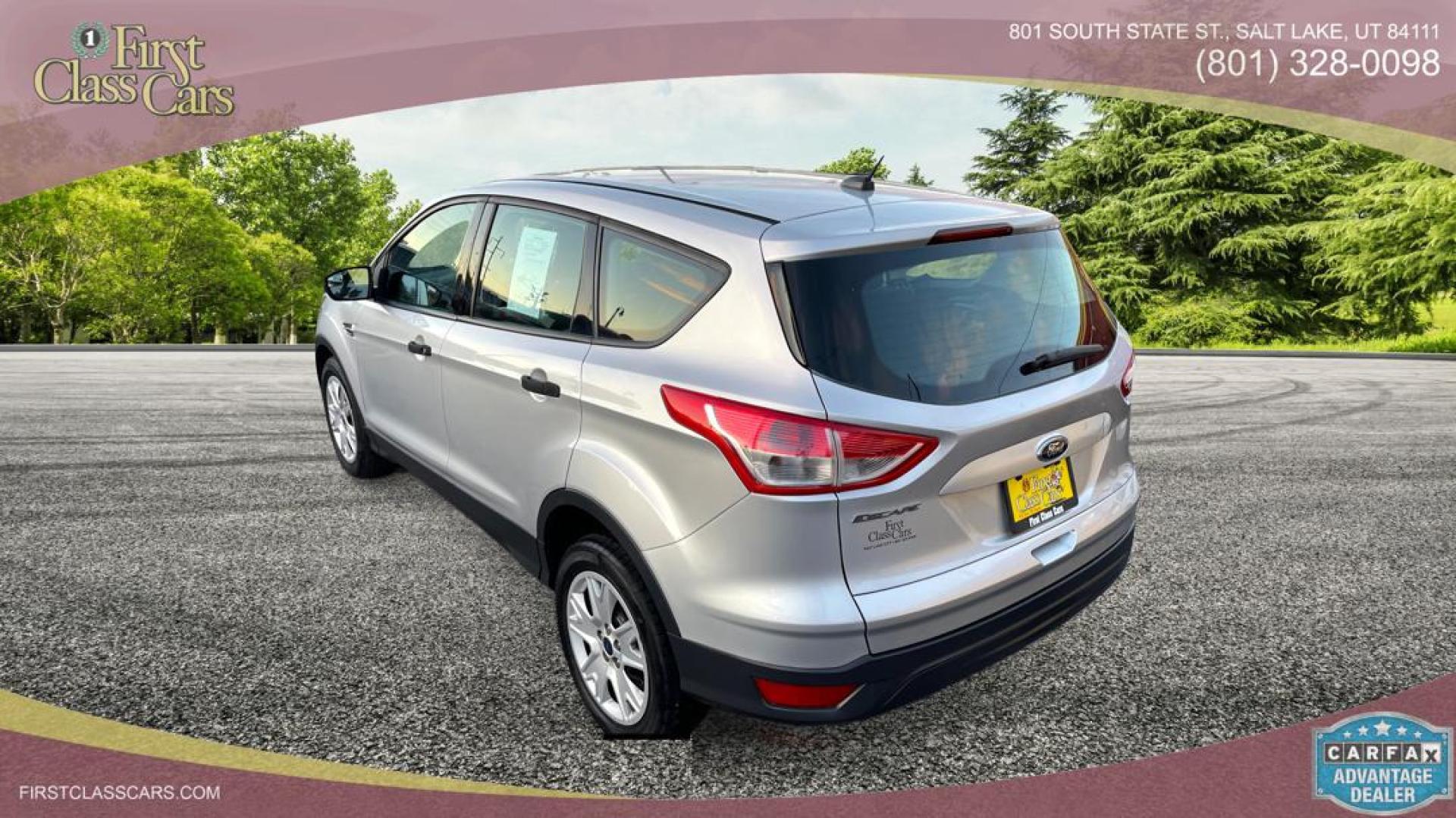 2014 Silver Sky Metallic /Black Ford Escape S (1FMCU0F75EU) with an 4 Cylinder 2.5L engine, AUTOMATIC transmission, located at 801 South State Street, Salt Lake City, UT, 84111, (801) 328-0098, 40.751953, -111.888206 - Perfect commuter car great gas mileage! FREE CAR FAX AND FREE AUTO CHECK on EVERY CAR know the car before you buy only at First Class Cars.Our service department is OPEN DAILY to help with any of your service needs. Please call for immediate appointment! Features: -ABS Brakes -AM/FM Stereo -Air C - Photo#5