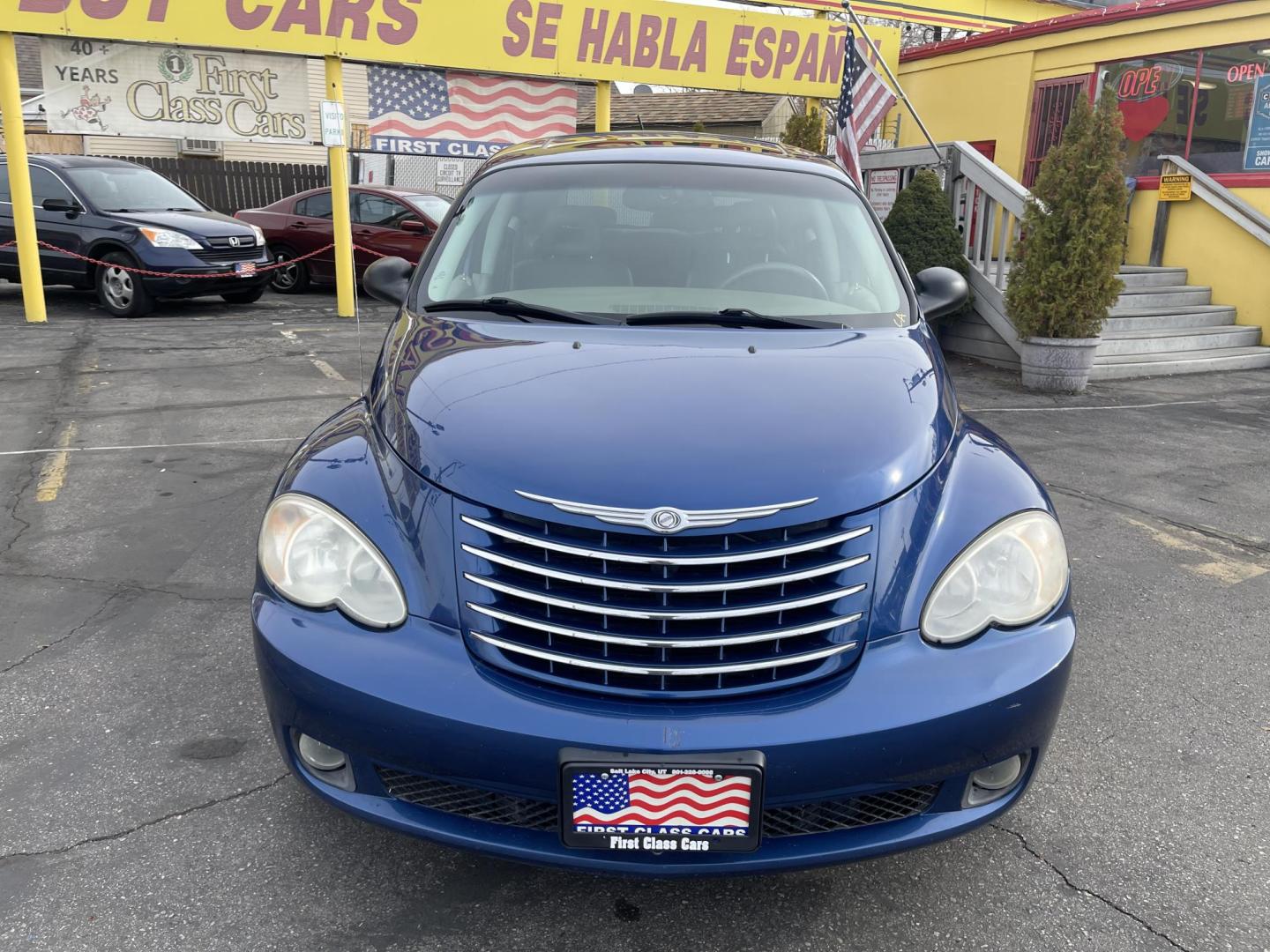 2009 Blue /Tan Chrysler PT Cruiser Limited (3A8FY68849T) with an 2.4L L4 DOHC 16V TURBO engine, Automatic transmission, located at 801 South State Street, Salt Lake City, UT, 84111, (801) 328-0098, 40.751953, -111.888206 - Super clean car with only 83,984 miles! Hard to find in this great shape with low miles! Clean title on Carfax Features: Alloy Wheels, Satellite Radio Ready, Front Seat Heaters, Sunroof(s), Leather Seats, Turbo Charged Engine, ABS Brakes, Auxiliary Audio Input, Power Mirrors, Rear Spoiler, AM/FM S - Photo#1